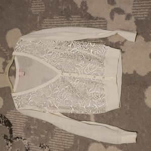 Victoria's Secret sheer lace cardigan sweater ivory XS nwot liken blend
